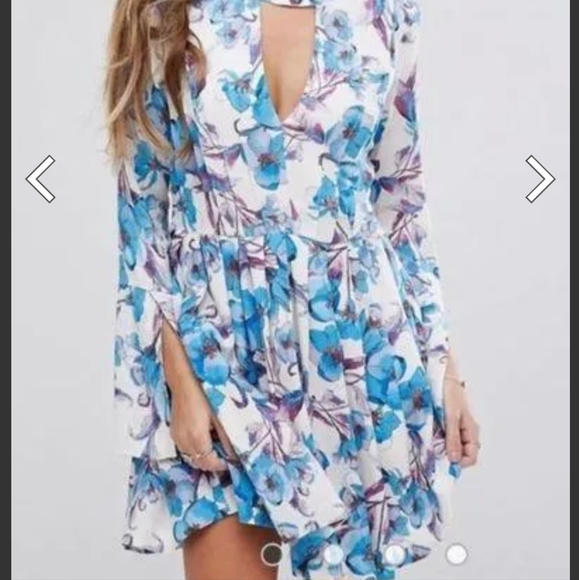 Free People Dresses & Skirts - Free People Blue Teagan Long Sleeve Mini Dress